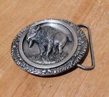 BERGAMOT  Belt Buckle  BISON AMERICAN BUFFALO  1985  3D  Brass Works  MADE USA