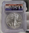 2021 US Silver Eagle $1 ICG MS70 Military Signed 23 of 250