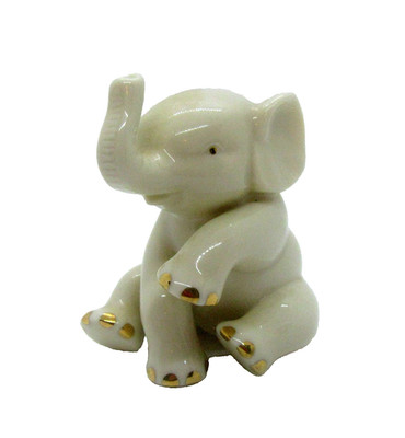 Lenox Seated Baby Elephant With Trunk Raised Up 3'' Tall