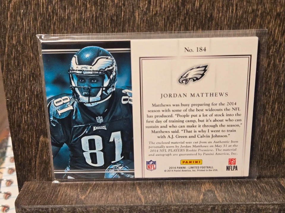 2014 Panini Limited Rookie Phenoms  /199 Jordan Matthews  Auto RC RPA Eagles - Image 2 of 2