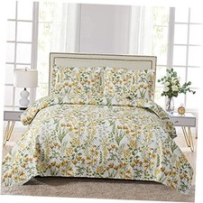 Floral Quilt Sets Size Reversible Countryside Bedspread King Apricot Yellow