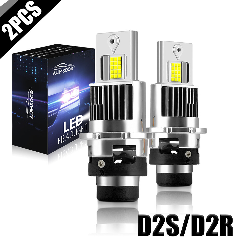 2Pcs D2S 10000K White Led Light Replacement Low/High Beam Headlight Lamp Bulbs