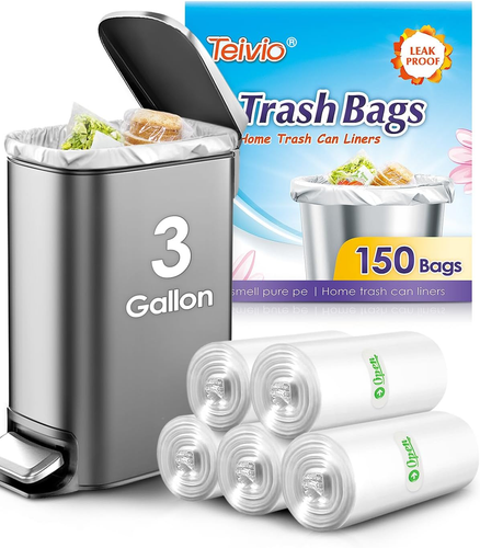 Trash Bags Garbage, Bathroom Trash Can Bin Liners, 3 Gallon 150 Counts Strong - Picture 11 of 12