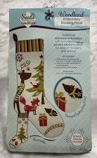 Needle Creations Woodland Embroidery Stocking Panel Christmas DIY 9.5 x19 New