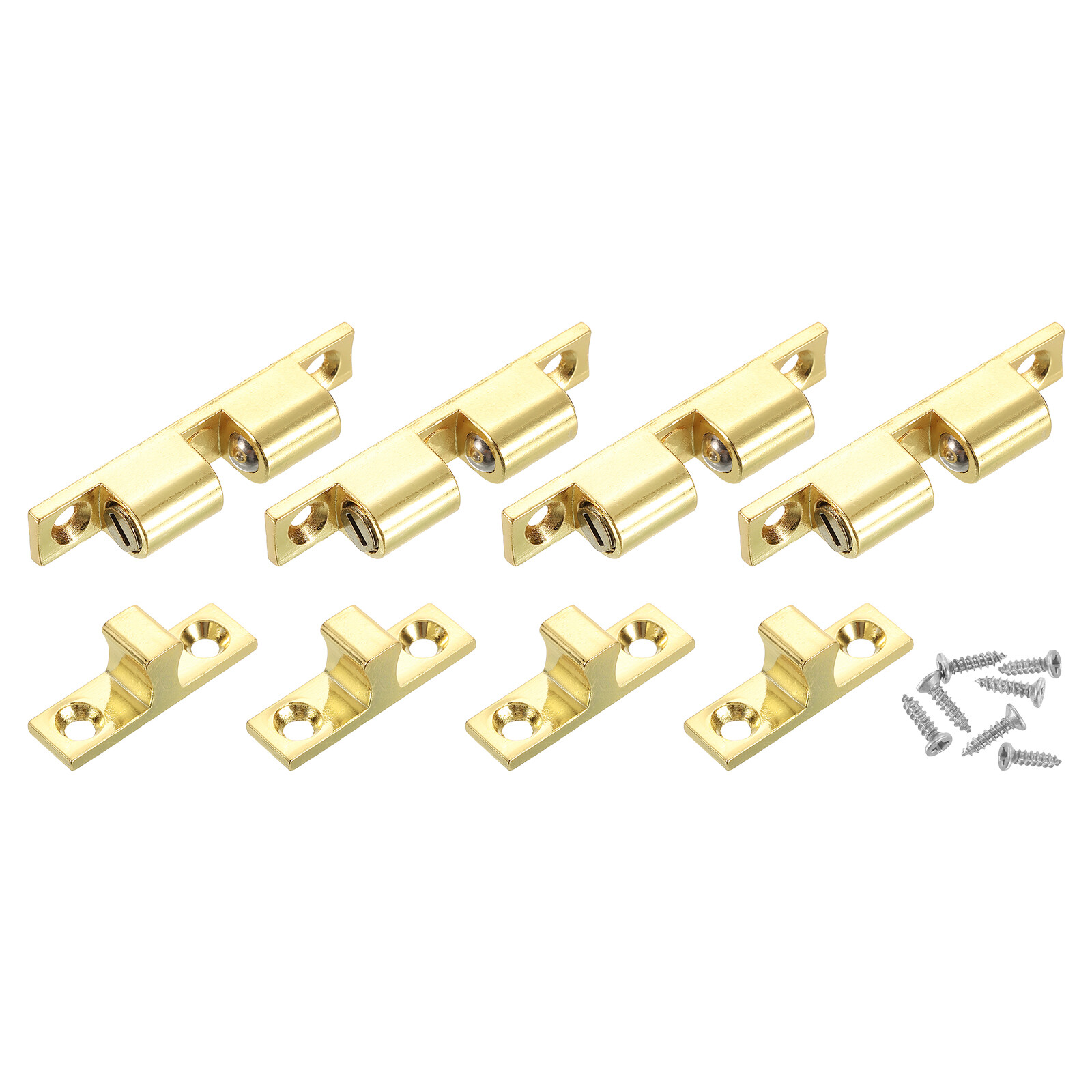 4Pcs Cabinet Latch Double Roller Catch for Cabinets Closet Door, Brass