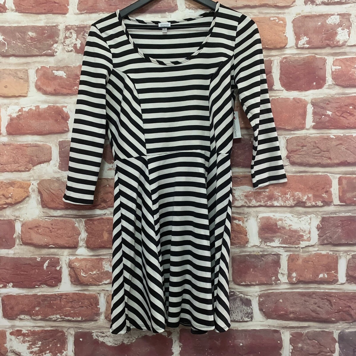 Charming Charlie Dress Womens Large Black White Striped Stretchy Pullover | eBay Charming Charlie Dress Womens Large Black White Striped Stretchy Pullover | eBay