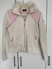 Vintage Y2k 90s Hooch Fleece Cream Pink Fluffy Faux Fur Size 12