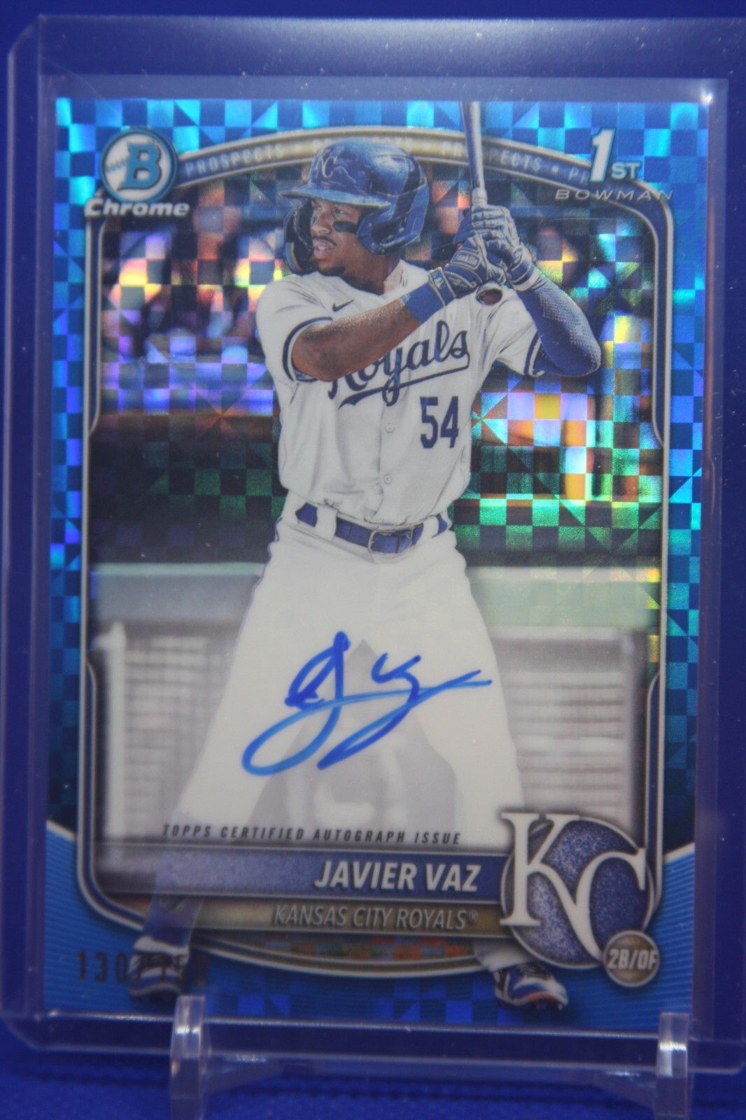 2025 Bowman Chrome Prospects Autu Javier Vaz CPA-JVA Blue Xfractor auto /150