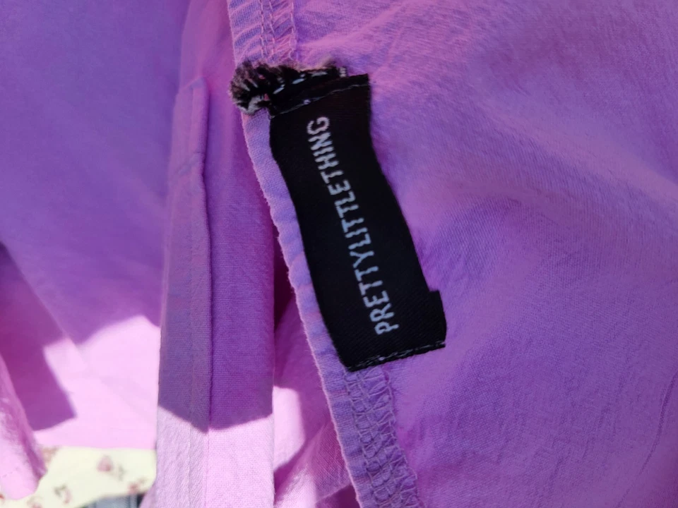 PrettyLittleThing Lilac Belted 100% Cotton Jumpsuit Size 6 - Image 3 of 4