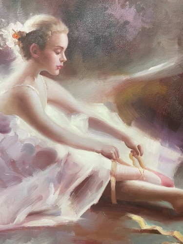 Hungryartist -Original Painting of Ballerina Girls on Canvas 24x36 Framed - Picture 5 of 6
