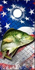 Crappie Fish American Flag LAMINATED Cornhole Wrap Bag Toss Skin Decal