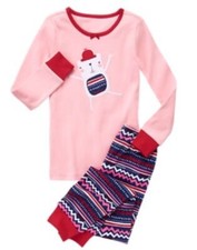 Gymboree Girl 2 Piece Gymmies Pink Holiday Teddy Bear Long Sleeve Pajama Set 5 6