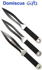 6 1/2" NEW! 3 Pc AEROBLADES Black Cord-Wrapped THROWING KNIVES Throw Knife Set