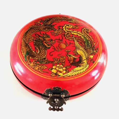 China Antigua Brújula Feng Shui Artesanía Precisión Dragón Fénix Laca Caja 15.5cm - Imagen 4 de 4