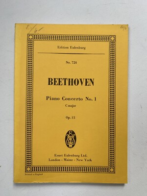 Noten . Beethoven. Piano Concerto Nr. 1. Opus 15. C major.  Taschenpartitur.