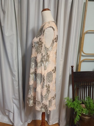 Seqin Embroidered Sparkly Pale Pink Floral Dorothy Perkins Dress Size 12 - Picture 6 of 14