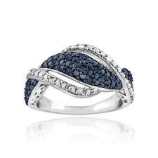 1/4 Ct Blue & White Diamond Twist Ring
