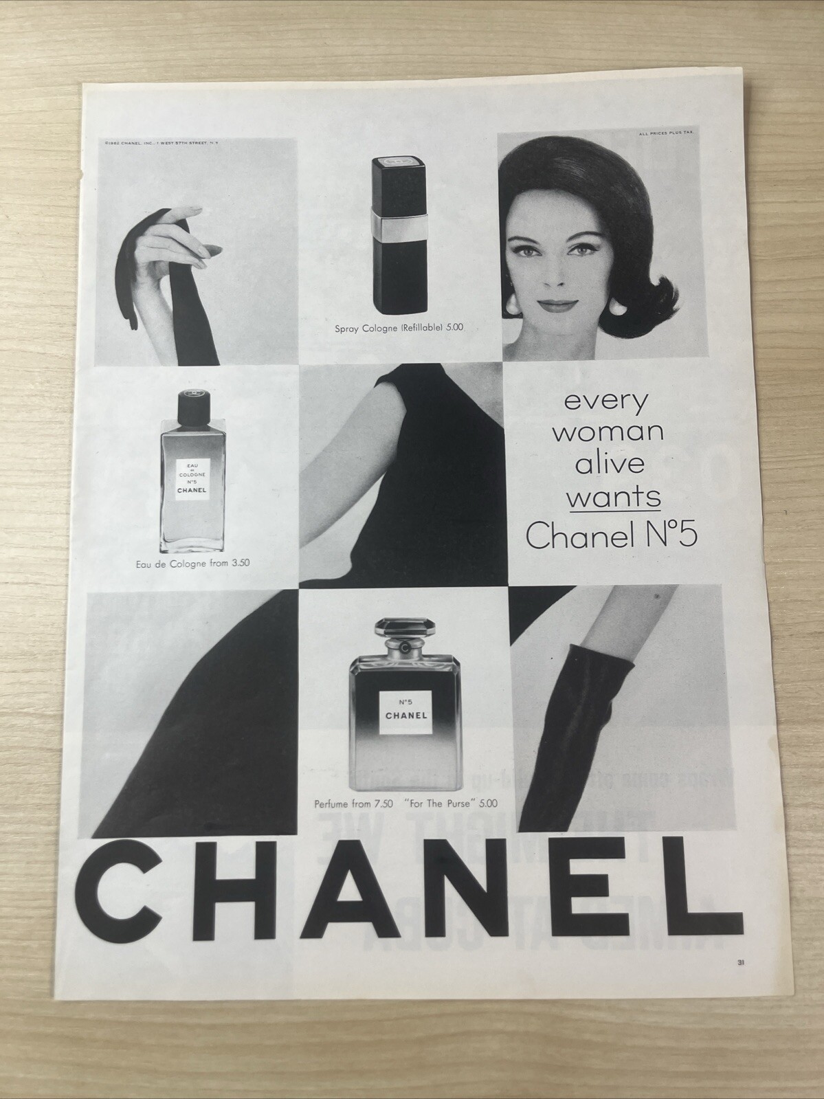 Chanel No 5 Perfume Cologne 1962 Vintage Print Ad Life Magazine