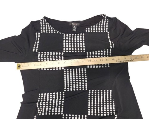 Style & Co Black White Dot Dress Slinky Size Medium M Career Casual - Picture 4 of 7