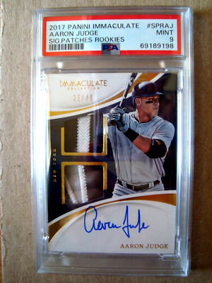 2017 Immaculate Aaron Judge Gold Auto & Dual Patch Rookie PSA 9 
