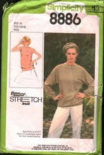 8886 Vintage Simplicity SEWING Pattern Misses Pullover Top Stretch Knit OOP Sew