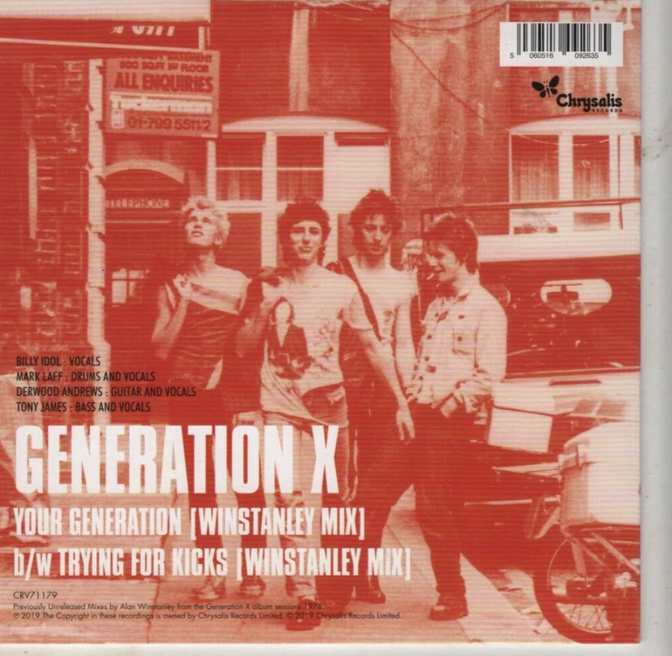 GENERATION X Your Generation 7" VINYL w/PS RE 70s PUNK ROCK Red Vinyl Billy Idol - Image 2 of 3