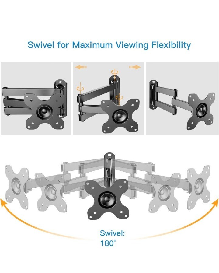 TV Wall Bracket (Tilts, Extends, Full Motion) Vesa 100mmx100mm