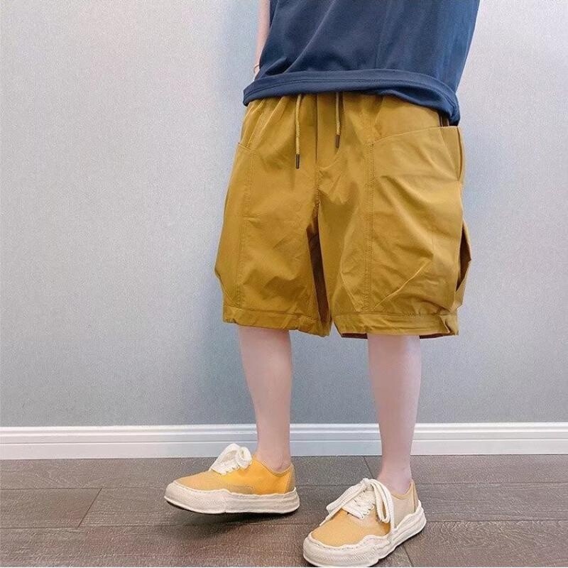 Men Cargo Shorts Pockets Half Pants Loose Baggy Drawstring Hip Hop