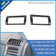 2pcs Dashboard Side Air Vent AC Trim Cover for Dodge Ram 1500 10-17 Carbon Fiber