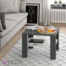 Couchtisch Wohnzimmer Sofatisch Kaffeetisch Homer Anthrazit Weiß 60x60 cm Vicco