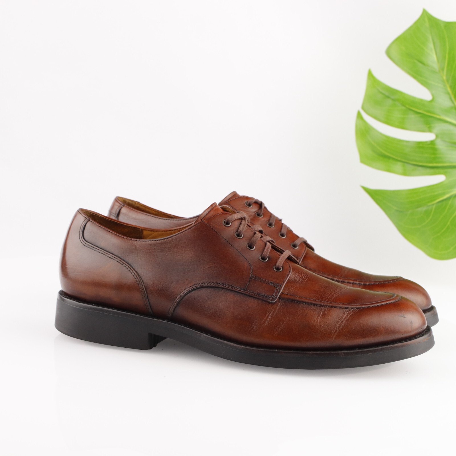 SAOLA Scarpa elegante Polo Ralph Lauren uomo Oxford taglia 13 D pelle marrone grembiule punta