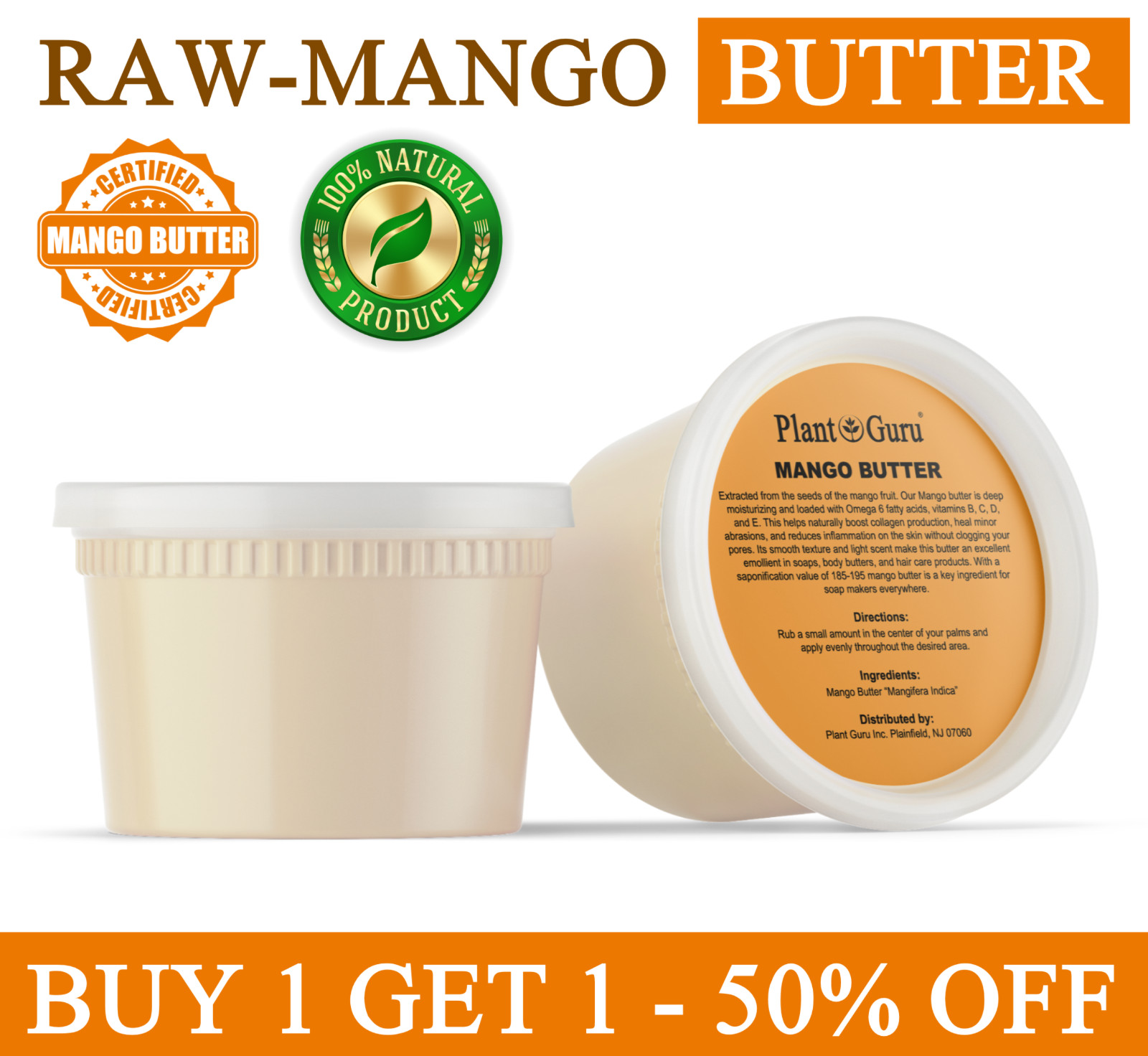 16 Oz. 100% Pure Unrefined Organic Natural For Skin, Body, Hair