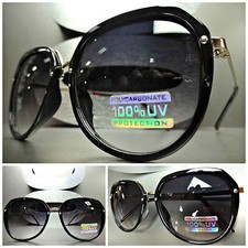New CLASSIC VINTAGE RETRO Style SUNGLASSES SHADES Round Black  Gold Metal Frame