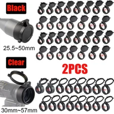 2PCS Rifle Scope Lens Cover Flip Up Cap Objective Lense Lid Quick Spring Protect