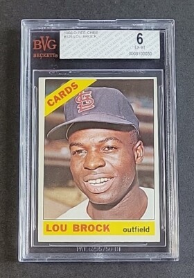 Lou Brock 1966 OPC O-Pee-Chee #125 BVG 6 EX-MT Cardinals MLB HOF Rare & Low Pop