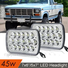 Pair 5x7 7x6” LED Headlights DRL For Ford E-150 E-250 Econoline Van Club Wagon