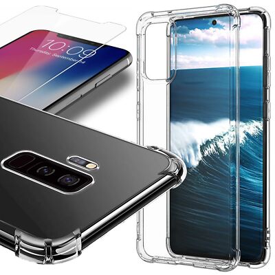 Handyhülle Schutz Hülle Silikon Hülle Kantenschutz + Panzerfolie Case Cover klar