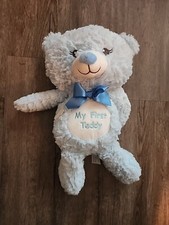 Kelly Baby Bear Plush Toy My First Teddy Rattle 14  Stuffed Animal Blue Boy Nwot