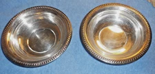 Pair F. B. Rogers Bowls Vintage Silverplate Metal Rope Edge 6.5” Diameter