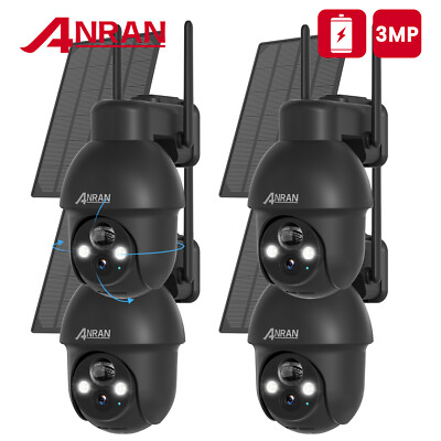 ANRAN Solar Akku Funk Überwachungskamera Set Außen WLAN 3MP CCTV PTZ 360° Kamera