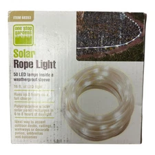 Lot Of Two NEW One Stop Gardens Solar Rope Light w/ 50 LED Lamps 16 ft of LED
