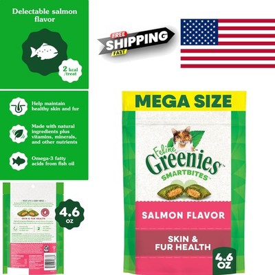 Crunchy and Soft Cat Treats for Skin and Coat Health 4.6 Ounce Salmon Flavor
