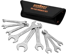 HORUSDY Thin Wrenches Set | SAE | 9-Piece | Including 1/4" - 1" | Bike Wrench