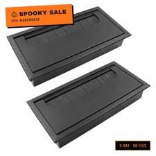 2 Pcs Rectangle Desk Grommet Cable Hole Cover, 6.3" x 3.15" Metal