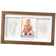Baby Hand and Footprint Kit - Clay Handprint Duo Frame, 13" x 7.8" Medium Oak