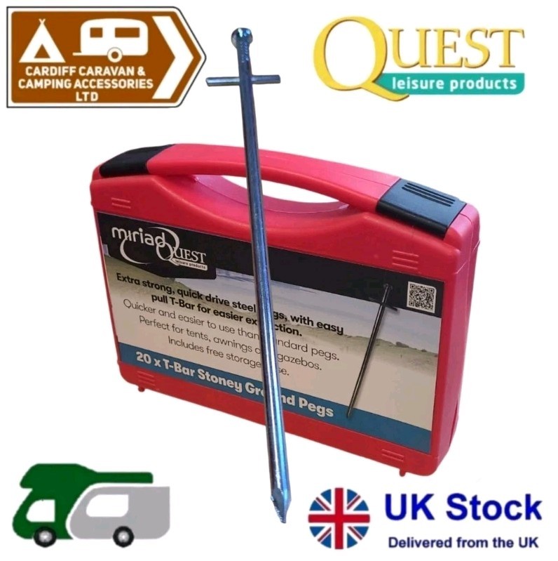 Miriad Quest T-Bar Tarzan Stony Ground Awning / Tent Pegs - Pack of 20