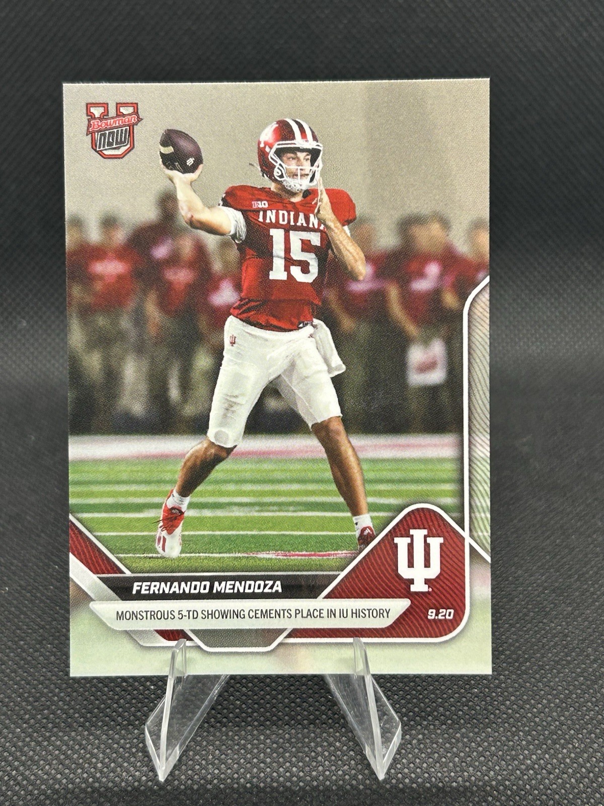Fernando Mendoza Indiana 5 TD 2025-26 Bowman U NOW Football Card 17 In Hand