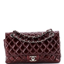 Chanel Vintage Classic Double Flap Bag Quilted Patent Medium