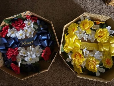 2 NEW MOM & DAD SET MEMORIAL DAY GRAVE FLOWERS MEMORY
