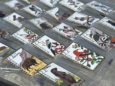 RARE New 50 Stamp Pin Set – USPS 22¢ Wildlife Stamp Enamel Pins - Loose Pins